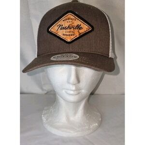 Nashville Lower Broadway Music City Hat Snapback‎ Trucker Mens Brown White Mesh